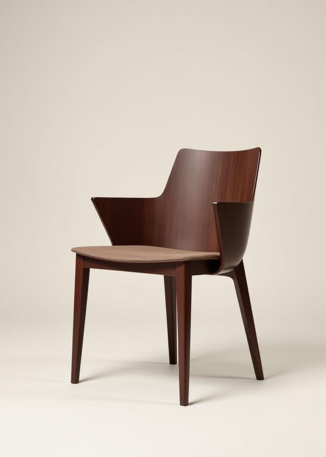 Silla de comedor de nogal con diseño minimalista.